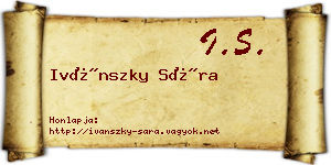 Ivánszky Sára névjegykártya